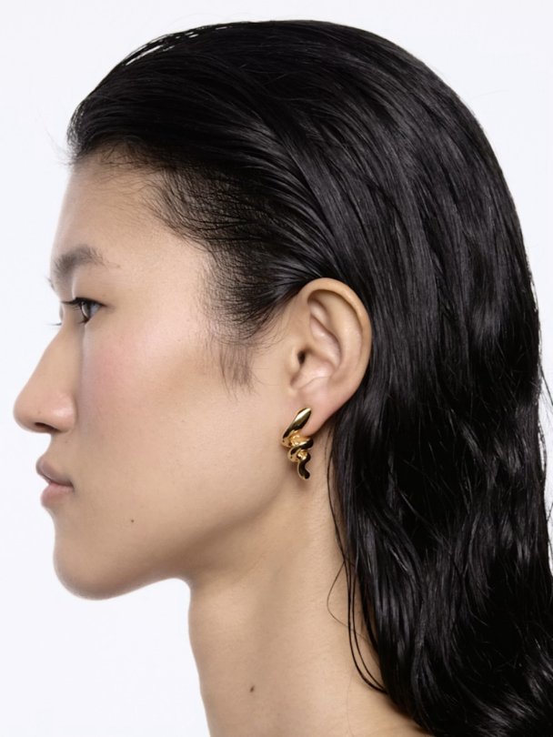 Coil Earrings - Golplated Silver - Image 2