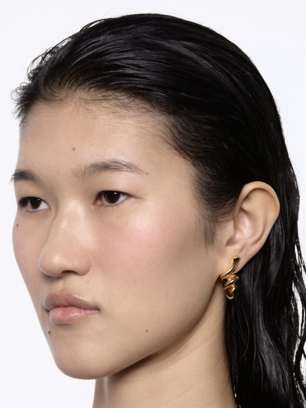 Coil Earrings - Golplated Silver - Image 3