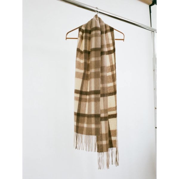 Cashmere Woven Scarf Checked Sand