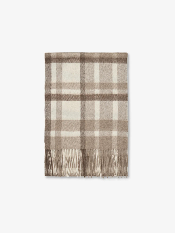 Cashmere Woven Scarf Checked Sand - Image 2