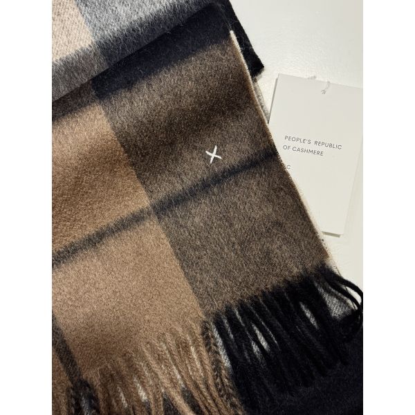 Cashmere Woven Scarf Checked Brown