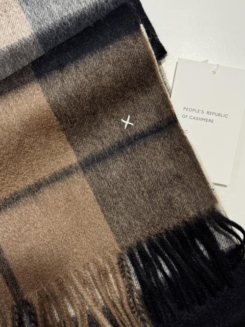 Cashmere Woven Scarf Checked Brown