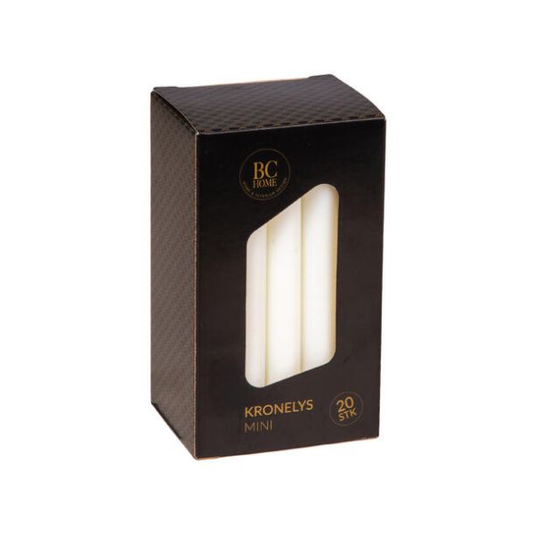 Kronelys mini 10cm 20stk hvit