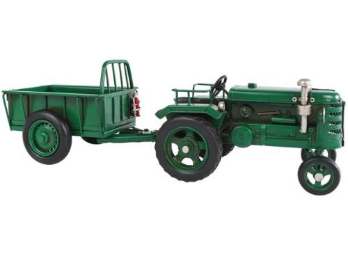Traktor med henger grønn metall 