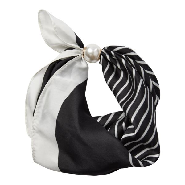 Pearl Stripe Scarf |     Pearl Scarf White/Black fra Co'Couture 