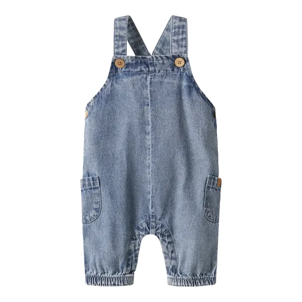 Taya Loose Denim Overall, Medium Blue Denim - Lil' Atelier