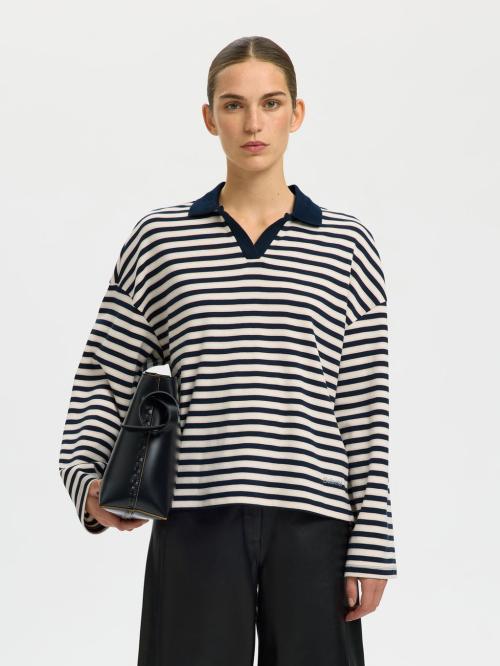Milly Polo - Dark sapphire/Egret Stripe