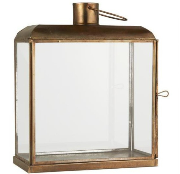 Lyslykt avlang i metall og glass stor