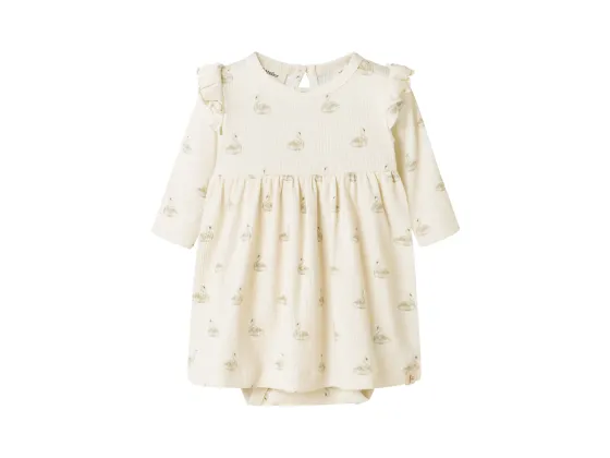 Gavo kjole med body, Pastel Parchement / Swan - Lil' Atelier