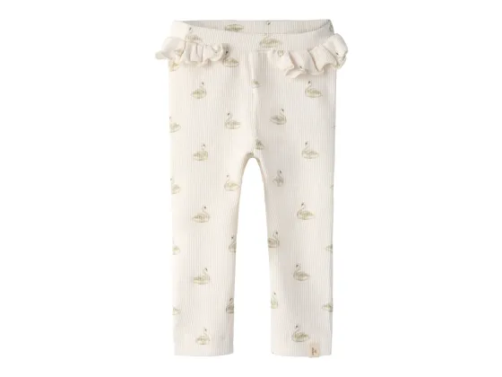 Gavo Slim Legging, Pastel Parchment / Swan - Lil' Atelier