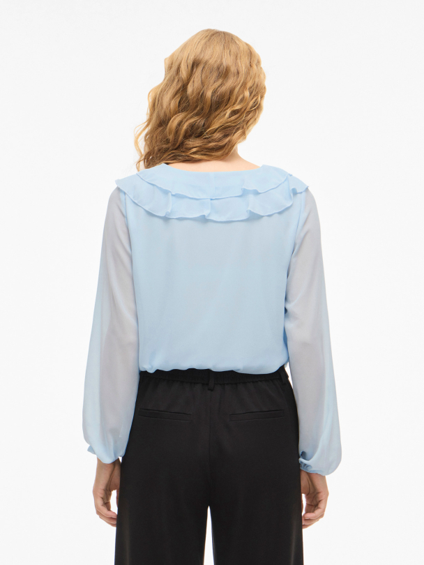 VIANE L/S V-NECK FRILL TOP - NOOS - Image 2