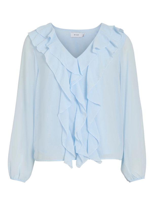 VIANE L/S V-NECK FRILL TOP - NOOS - Image 1