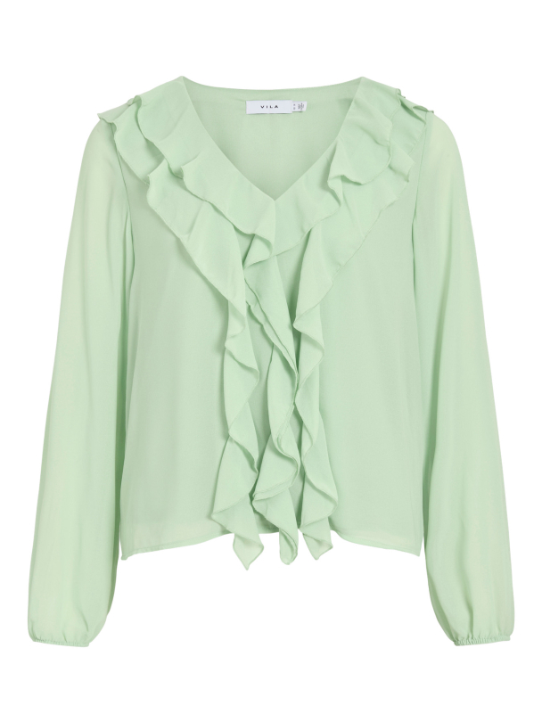 VIANE L/S V-NECK FRILL TOP - NOOS - Image 1