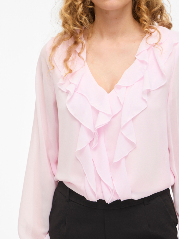 VIANE L/S V-NECK FRILL TOP - NOOS - Image 3