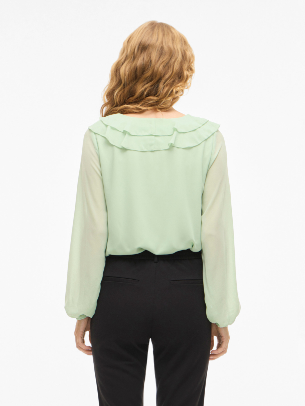 VIANE L/S V-NECK FRILL TOP - NOOS - Image 3