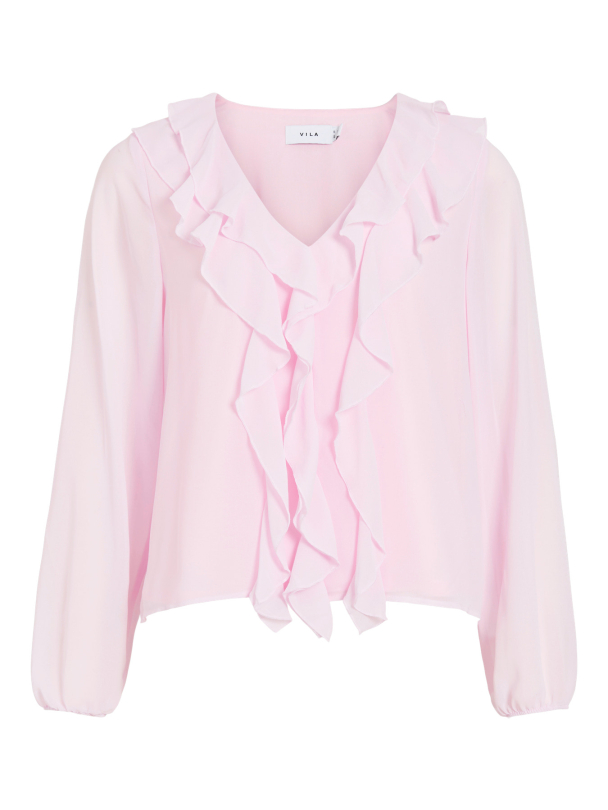 VIANE L/S V-NECK FRILL TOP - NOOS - Image 1