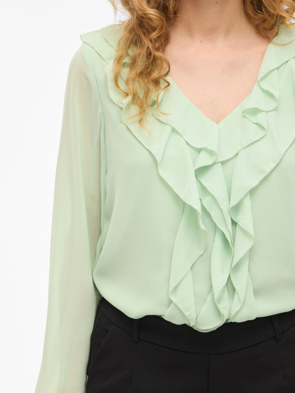 VIANE L/S V-NECK FRILL TOP - NOOS - Image 5