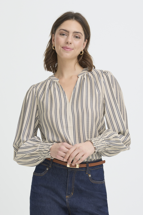 FRkamilia Bluse Striper Blå - Image 1