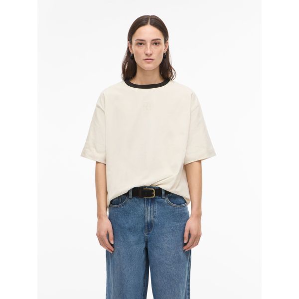 naomi 2/4 O-Neck Oversized Tee - Birch/Meteorite