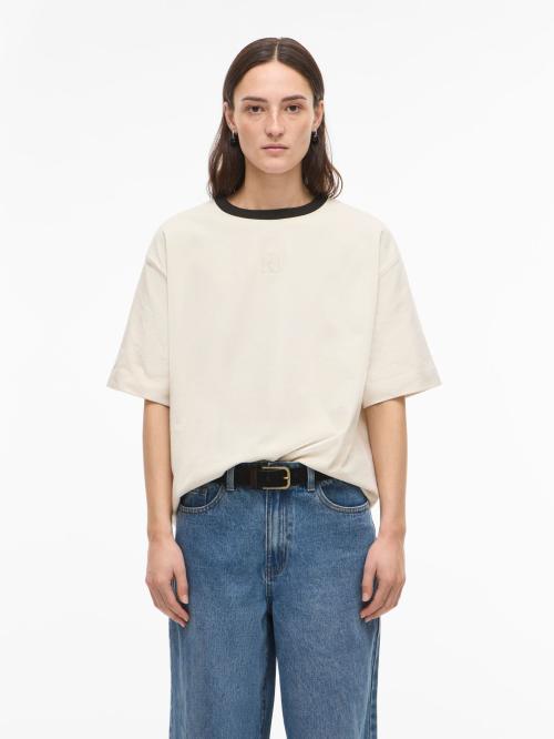 naomi 2/4 O-Neck Oversized Tee - Birch/Meteorite