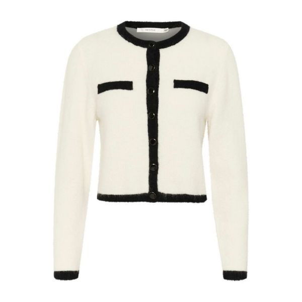 Alpha Contrast Cardigan - Ivory/ Black 