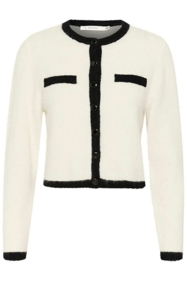 Alpha Contrast Cardigan - Ivory/ Black  - Image 1