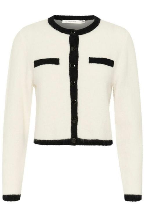Alpha Contrast Cardigan - Ivory/ Black 