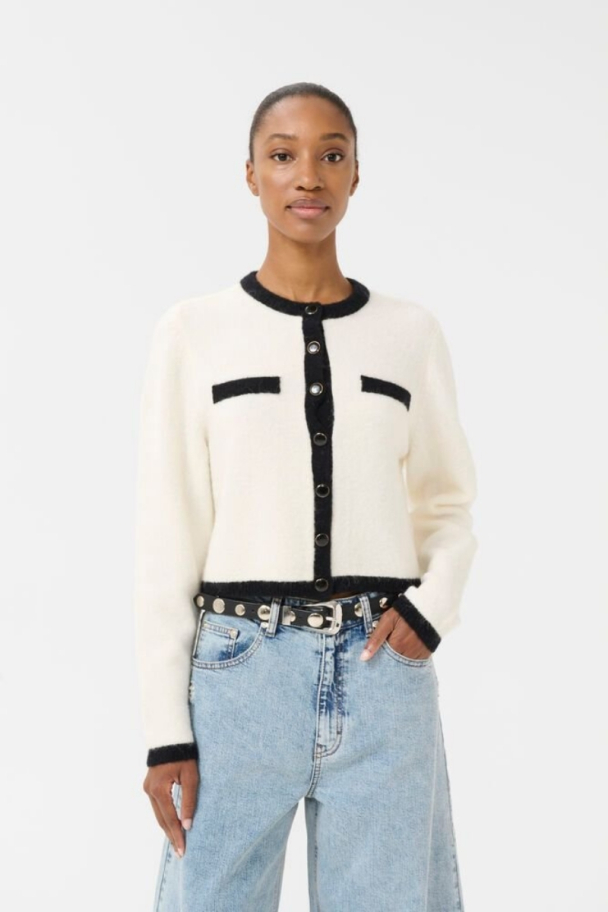 Alpha Contrast Cardigan - Ivory/ Black  - Image 3