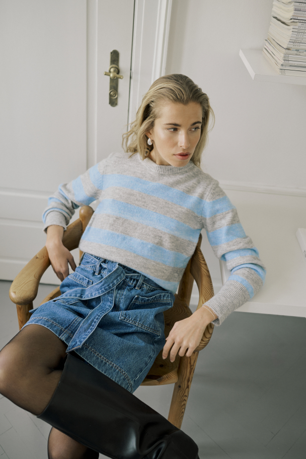 KAniel Strikkegenser Striper Blå/grå - Image 5