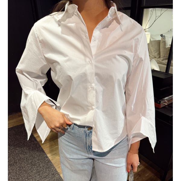 Delia Relaxed Shirt Founce Shirt - Bright White 