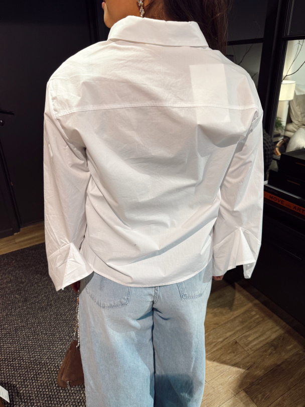 Delia Relaxed Shirt Founce Shirt - Bright White  - Image 4