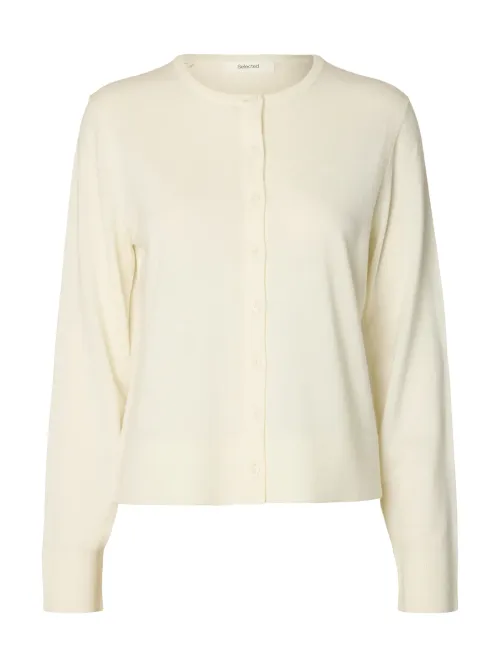 Thea Knit Wool Cardigan Egret