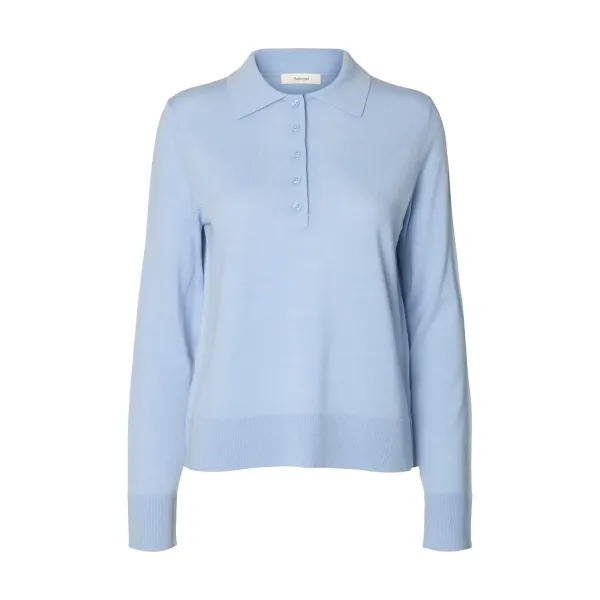 Thea Knit Wool Collar Neck Blue