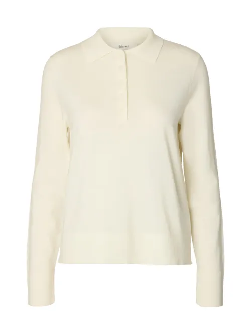 Thea Knit Wool Collar Neck Egret