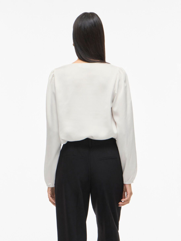 VIEllette langermet bluse, hvit - Image 4