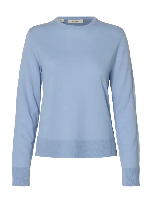 Thea Knit Wool O-Neck Blue