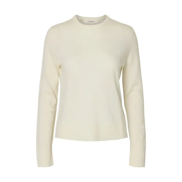 Thea Knit Wool O-Neck Egret