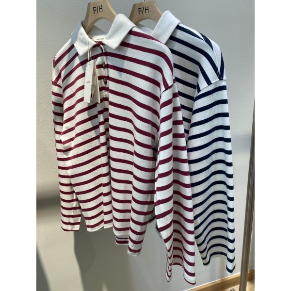 Wada Stripe Collar Top 