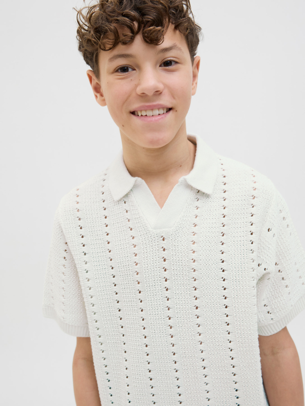 JORPAROS KNIT EASTER SS CROCHET POLO JNR - Image 3