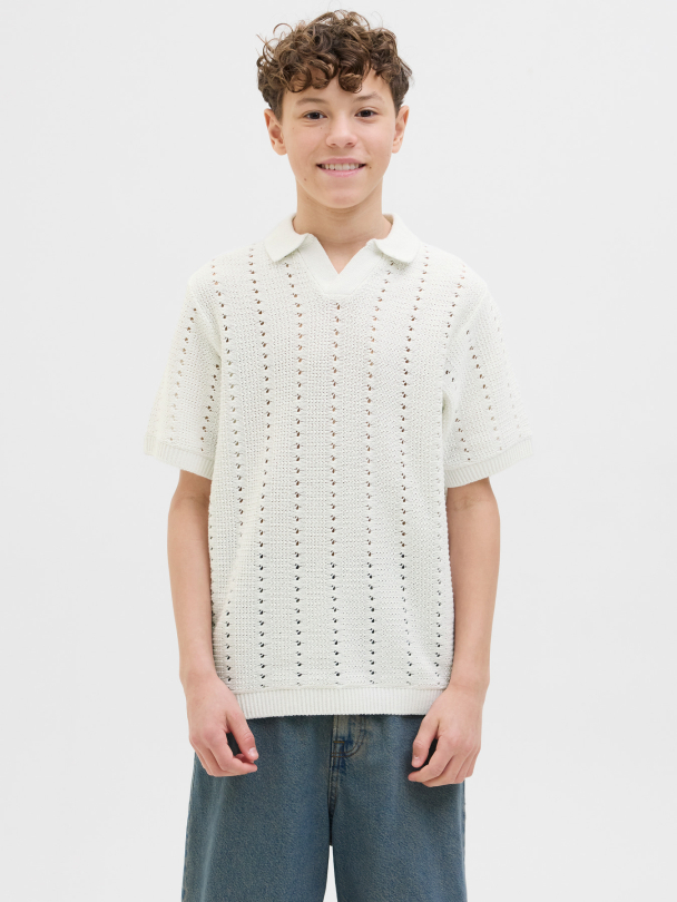 JORPAROS KNIT EASTER SS CROCHET POLO JNR - Image 6