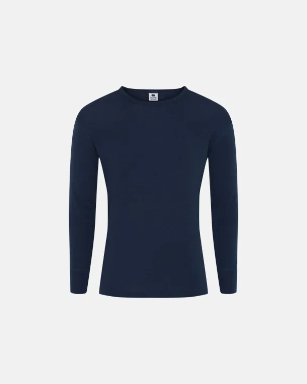 Langermet t-shirt i ull, blå - Image 1