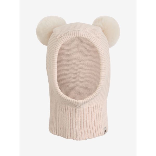 Balaclava Knit w. Pompoms, Peach Blush - Huttelihut
