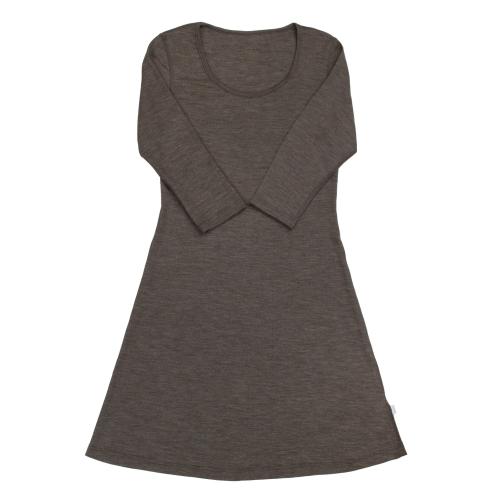 100% merino ull kjole - brun melert 