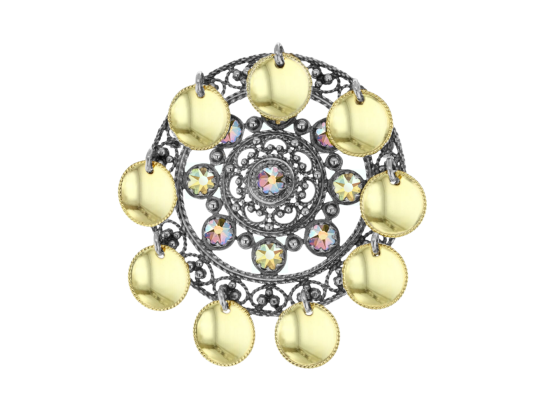 Fjellrosa, s&oslash;lje med krystaller & forgylt l&oslash;v - 30 Nodlys rosa & lysegul