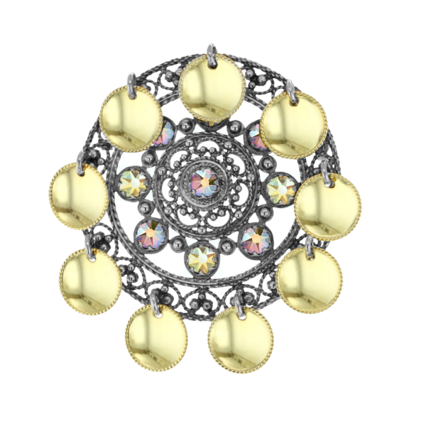 Fjellrosa, s&oslash;lje med krystaller & forgylt l&oslash;v - 30 Nodlys rosa & lysegul