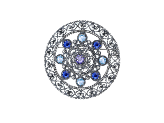 S&oslash;lje med krystaller - 02 Bl&aring;, 13 lysebl&aring; & 37 bl&aring;lilla