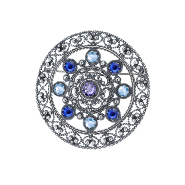 S&oslash;lje med krystaller - 02 Bl&aring;, 13 lysebl&aring; & 37 bl&aring;lilla