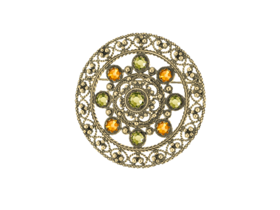 S&oslash;lje med krystaller - 11 Oliven & 38 topas