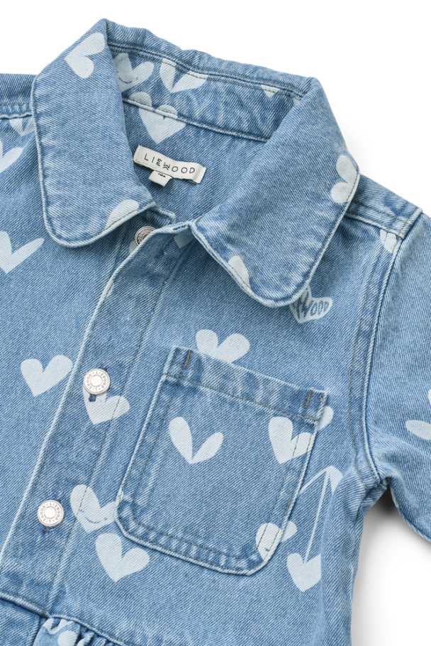 Kenza Printed Denim Overshirt - Sweethearts/Light Blue Denim - Image 4