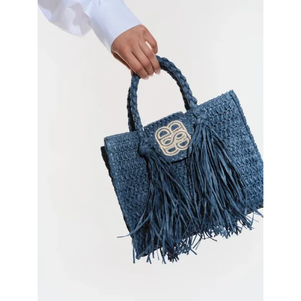 Sigrid Straw Bag Blue